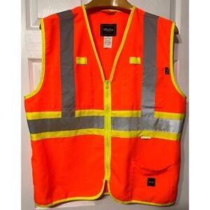 Walls Workwear Mens Safety Vest Large Orange Hi-Vis ANSI Class 2 Reflective